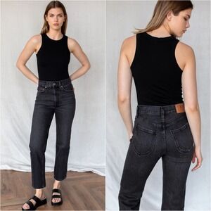 Emerson Fry Twin Doves Vintage Stove Pipe Ankle Jeans Black Wash Women's 33 NWT